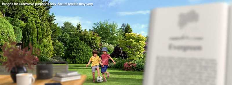 Simulação da visão de um paciente com vista cansada, com dificuldade na visão intermediária e de perto.