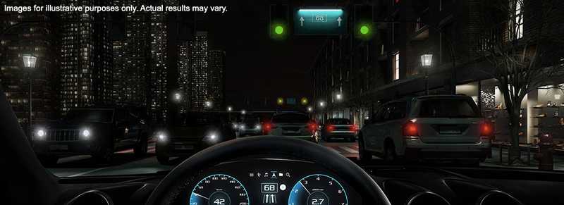 Simulação da visão noturna com lente trifocal moderna, com menos fenômenos ópticos.